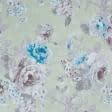Ткани готовые изделия - Штора лонета Айрейт цветы крупные синий фон олива 150/270 см (131190)