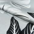 Тканини для костюмів - Костюмний жакард чорно-біле листя на сірому