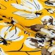 Тканини для суконь - Платтяний шовк віскозний квіти жовто-коричневий
