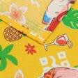 Тканини розпродаж - Рушник вафельний  набивний 40х70 порося на пляжі жовтий