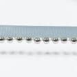 Тканини тасьма - Репсова стрічка з намистинами колір сіро-блакитний, срібло 25 мм