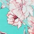 Тканини штапель - Штапель Фалма принт квіти на бірюзовому