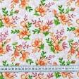Ткани хлопок - Ткань скатертная рогожка100% ХБ цветы оранжевые