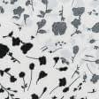 Тканини віскоза, полівіскоза - Штапель Фалма принт чорні квіточки на білому