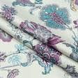 Тканини портьєрні тканини - Декоративна тканина сатен Ананда квіти фіолет