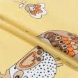 Ткани бязь - Бязь набивная  голд DW детская совушки оранжевый