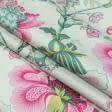 Ткани для штор - Декоративная ткань сатен Ананда цветы фуксия
