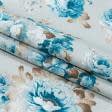 Ткани для декора - Декоративная ткань панама Акил цветы фон серый