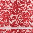 Тканини для кашкетів та панам - Гіпюр сітка з паєтками червоний