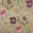 Тканини портьєрні тканини - Декоративна тканина палмі / palmi фон старе золото, бордо/рожевий