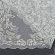 Ткани для тюли - Тюль сетка вышивка Залина молочная,т.серый