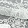 Ткани для рукоделия - Тюль сетка вышивка Летиция белая с фестоном