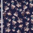 Тканини для костюмів - Костюмна Роріка принт квіти на темно-синьому