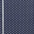 Тканини для костюмів - Котон-льон стрейч принт білий горох на темно-синьому