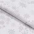 Тканини текстиль для кухні - Сет сервірувальний Новорічний / жаккард Снежка колір  срібло 32х44 см  (152757)