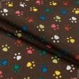 Тканини для портьєр - Декоративна тканина лонета Хелас сліди лап фон коричневий