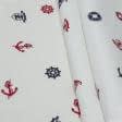 Ткани для детской одежды - Экокоттон морской якорь красный