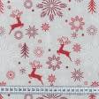 Ткани для пэчворка - Декоративная новогодняя ткань олени,снежинки