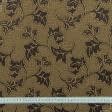 Тканини для перетяжки меблів - Декор-гобелен листя плюща старе золото,коричневий