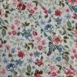 Ткани для штор - Декоративная ткань панама Чиара/CHIARA цветы мелкие бордовые, розовый, голубой