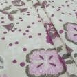 Тканини бавовняні сумішеві - Декоративна тканина Луна / LUNA  квіти фуксія фон світло бежевий