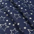 Ткани для детской одежды - Экокоттон звёзды  т.синий
