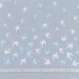 Ткани для тюли - Тюль микро сетка вышивка  ласточка белый голубой