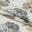 Ткани хлопок смесовой - Декоративная ткань панама Лейса цветы беж, серый