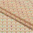 Тканини для суконь - Батист Сapperoj принт чашки  помаранчевий/зелений
