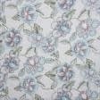 Ткани гардинные ткани - Тюль кисея Авади цветы синие с утяжелителем