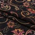 Ткани для декоративных подушек - Гобелен   ирина  фон черный цветочная вязь