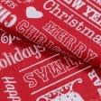 Тканини для портьєр - Декоративна новорічна тканина Чарівне Різдво фон червоний СТОК
