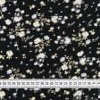 Тканини віскоза, полівіскоза - Штапель Фалма принт дрібні білі квіти на чорному