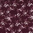Тканини віскоза, полівіскоза - Платтяний твіл принт малиново-рожеві квіти на бордовому