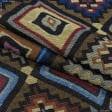 Ткани для рюкзаков - Гобелен орнамент-132 черный,коричневый,св.беж,красный,синий