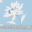 Тканини для суконь - Котон стрейч принт білі квіти на блакитному