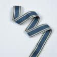 Ткани фурнитура для декоративных изделий - Тесьма двухлицевая полоса Раяс синий, св.беж 48мм (25м)