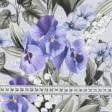 Ткани для столового белья - Дорожка столовая цветы серо-синий