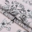 Ткани для портьер - Декоративная ткань лонета Птичий рай св.розовый