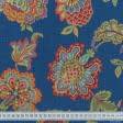 Тканини для чохлів на стільці - Жакард Спна квіти фон синій