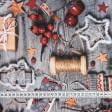 Ткани хлопок смесовой - Новогодняя ткань лонета Коллаж коллаж подарки
