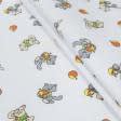 Ткани для декоративных подушек - Фланель белоземельная кот