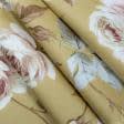 Тканини бавовна - Декоративна тканина Колен троянди колір біло-коричневий