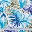 Тканини портьєрні тканини - Декоративна тканина лонета Фенікс листя блакитний синьо-фіолетовий, оливка
