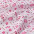 Тканини для дитячого одягу - Фланель білоземельна малюнок 10518 рожевий