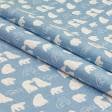 Ткани для детской одежды - Экокоттон белые медведи, фон голубой