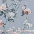 Тканини портьєрні тканини - Декоративна тканина сомбра троянди / sombra тон блакитний