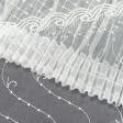 Тканини готові вироби - Тюль вишивка Ніколет  молочний з блиском 300/270 см  з фестоном  (175665)