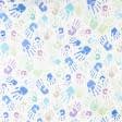 Тканини гардинні тканини - Тюль кісея Дитячі долоньки колір синій, бірюза, зелений