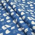 Ткани для детской одежды - Экокоттон белые медведи, фон синий